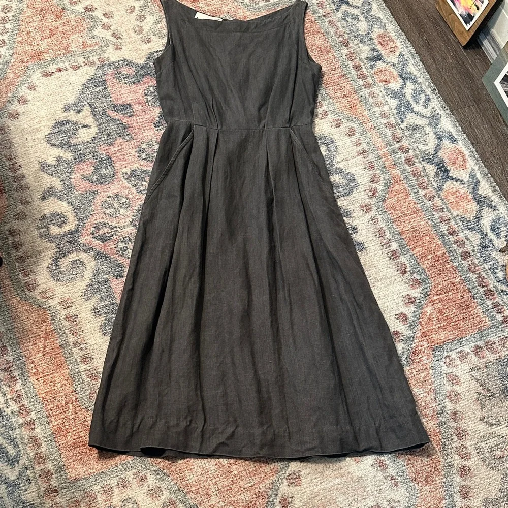 Anne Klein Vintage Charcoal Linen Midi Dress - Picture 1 of 7